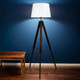 Tripod Floor Lamp Timber Walnut White Shade E27 60W Tripod Floor Lamp Timber Walnut White Shade E27 60W